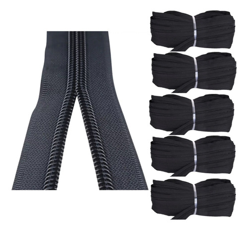 500 Metros Zíper Nº 10 Nylon Extra Grosso Cor Preto