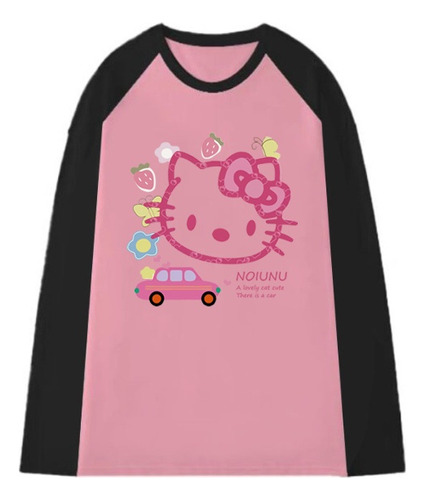 Bonita Camiseta De Manga Larga Hellokitty Para Mujer