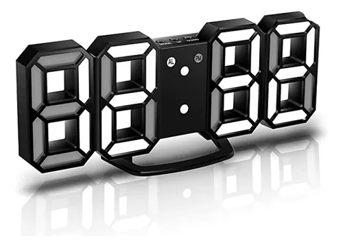 Reloj digital de pared grande, con pilas (negro)