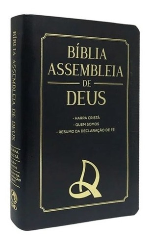 Bíblia Assembleia De Deus Capa Luxo Preta Logo Ad - Cpad
