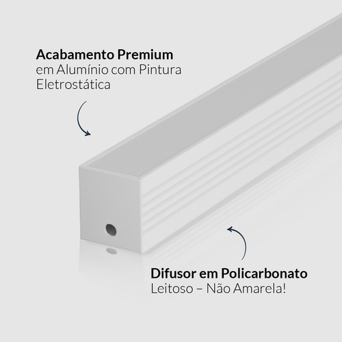 Kit 10 metros Perfil Led Barra Sobrepor Slat Alumínio 5x2m 35x35mm Branco Cod: ALUT285722-5 Alut By Avant