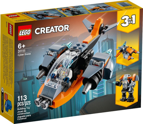 Lego Creator 3 Em 1 - Cyber Drone 113 Peças - 31111