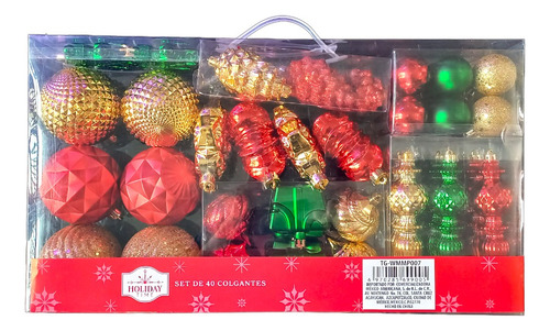40 Esferas Variadas Navideñas Navidad Para El Árbol