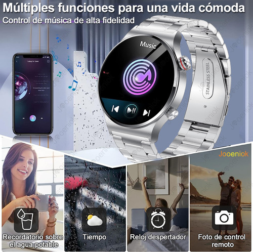 Reloj Inteligente Smartwatch Deportivo Impermeable Llamada Bluetooth Jooeniok QW33 Negocios Moda Multifunción Color Plata