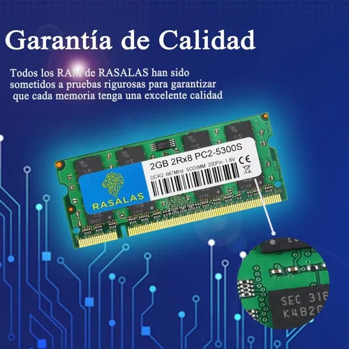 Rasalas Pc2-5300 Módulos De Memoria Ram Ddr2 667 DDR2 2 Gb X 2 Gb DDR2 4GB Pc2-5300 Sodimm