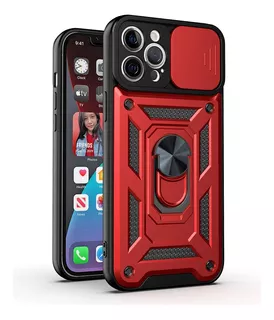 Funda Para Xiaomi Poco X3 Pro Holder Protector Camara Rojo