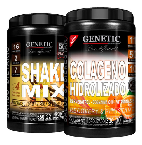 Reemplaza Comidas Shake Mix Colageno Resveratrol Q10 Genetic