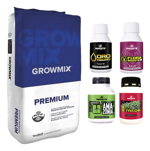 Sustrato Growmix Premium 80lt Amazonia Oro Flora Trico 100ml