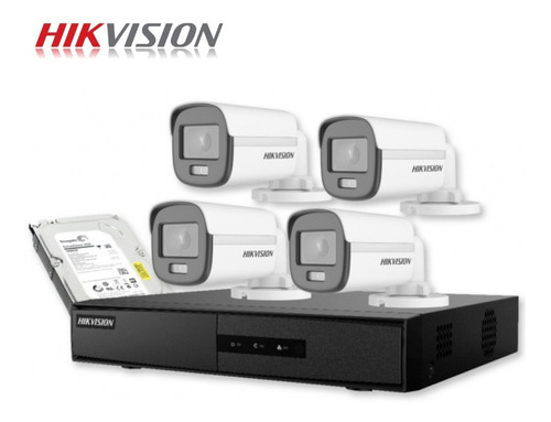 Kit Hikvision 4 Cámaras Colorvu 2mp 24horas Full Color