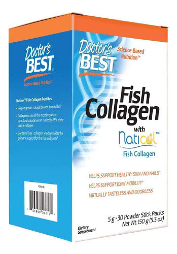 Colágeno De Pescado Con Naticol 5g Doctor's Best 30 Unidades Sabor Neutro