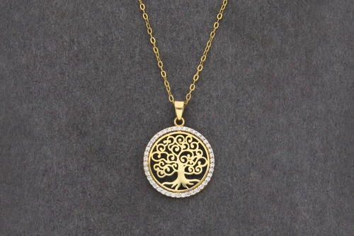 Collar Con Dije Árbol De La Vida, Oro 10k, 2.3 Gramos.