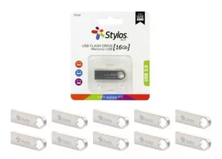 Kit De 50 Memorias Usb Stylos Tech St100 16gb 2.0 Plateada Color Plateado