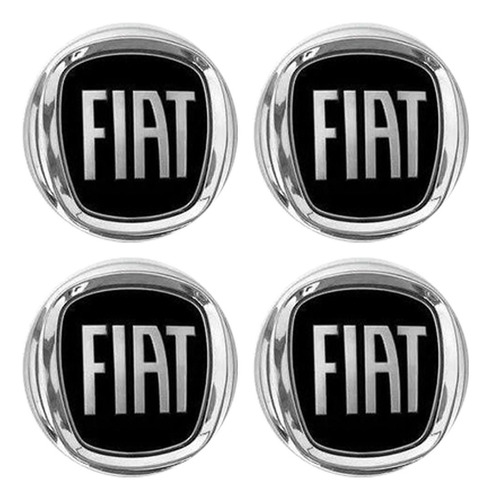 Adesivo Decorativo Resinado 48mm Fiat Preto - Kit 4 Peças