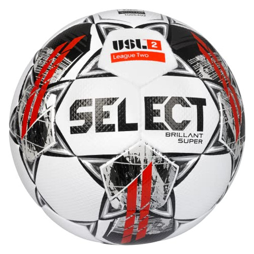 Select Brillant Super Usl League 2 V22 Soccer Ball, White/re