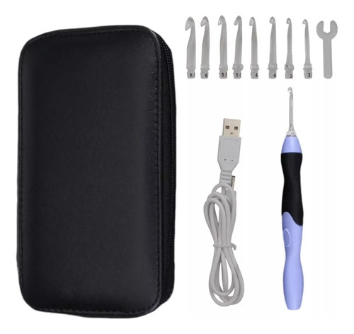 & Agujas De Crochet Con Luz Led Usb 9 En 1 For Manualidades