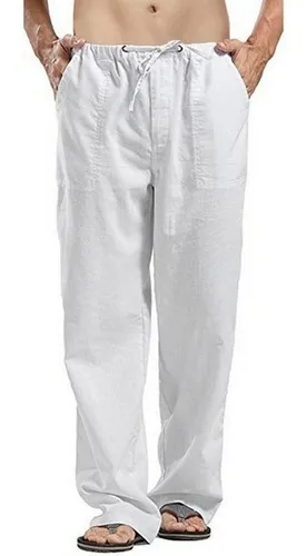 Pantalones Anchos Sueltos De Lino Y Algodón Para Hombre