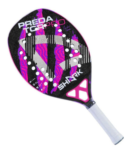 Shark raquete de beach tennis predator pro 20mm andré baran cor preto e rosa