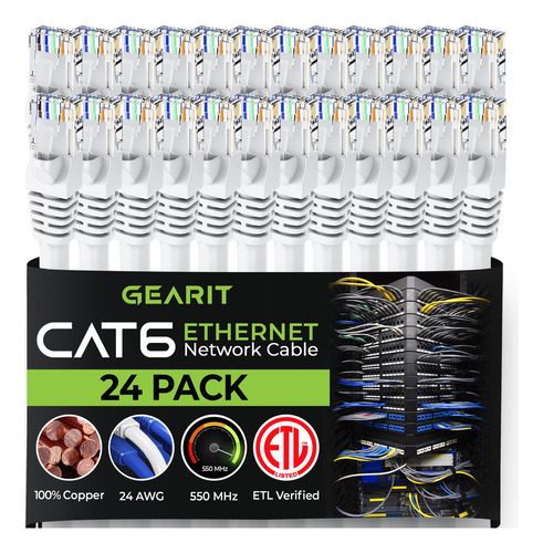 Gearit Cable Ethernet Cat 6 De 6 Pies (paquete De 24) Cabl