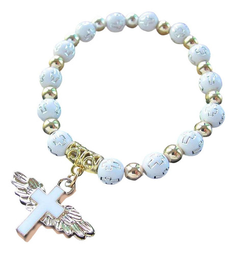 Angel Wing Cross Pulsera Religiosa For Primera Comunión