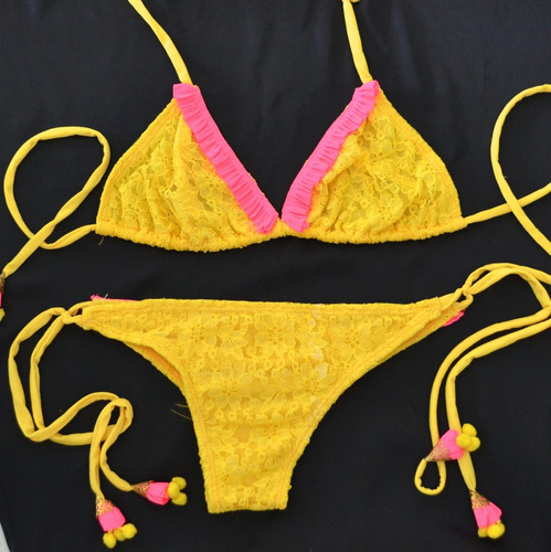 Bikini Flecos Chic Folk T Rapsodia Encaje Hecho A Mano