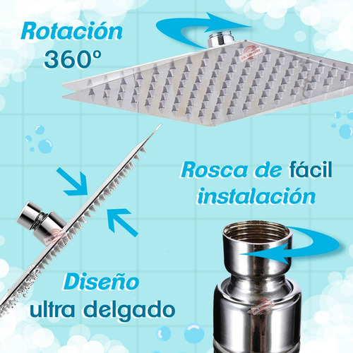Imagen 3 de 8 de Cabezal De Ducha Cuadrado Acero Inoxidable Chico 10 Cm