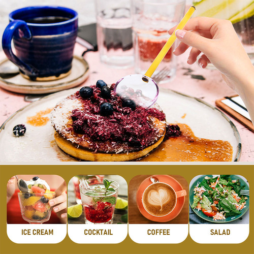 Cuchara De Postre De Vidrio De 2 Piezas Con Mango Largo Para