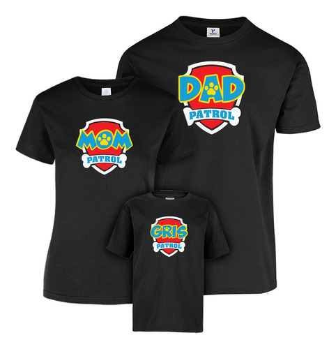 Playeras Familiar Dad Mom Boy Patrol Vinil Textil 3pz