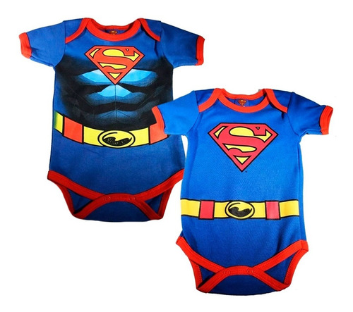Imagen 1 de 10 de Pañalero Bebé Ropa Dc Comics Superman Musculos Set 2 Piezas