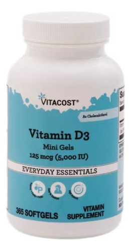 Suplemento Em Softgels Vitacost  Vitamina D3 5000 Ui Vitamina D Vitamina D3 5000 Ui Em Frasco De 0ml 365 Un