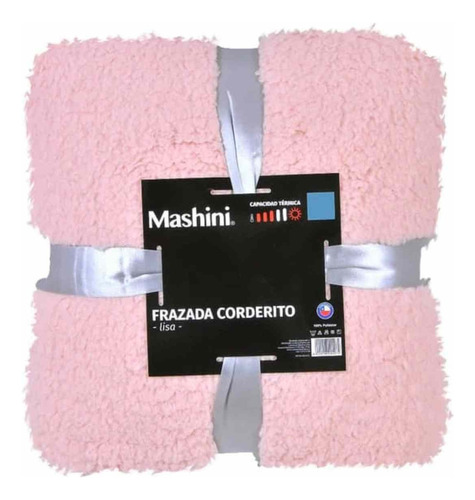 Frazada Manta Corderito Sherpa De 2 Plazas Mashini Térmica Color Rosa Claro Diseño De La Tela Lisa