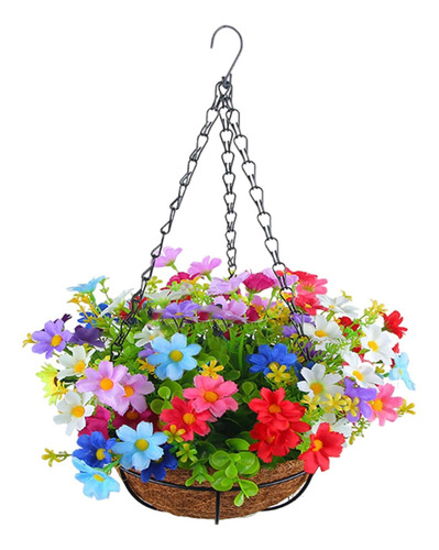Flores Artificiales En Cesta Colgante, Maceta Para Colgante