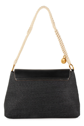 Bolsa Satchel Cloe Para Mujer Look Tejido Broche Magnético Color Negro
