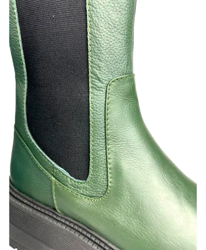 Botas De Cuero Mujer Plataforma Caña Media Moda Casual