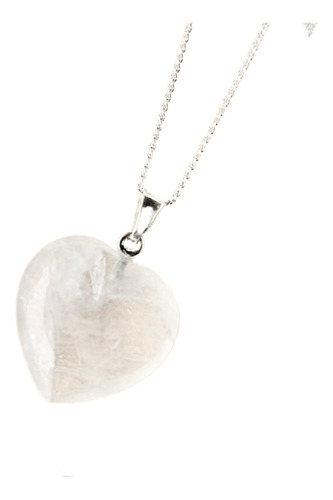 Collar De Plata Cuarzo Cristal Natural Corazón Regalo Mujer