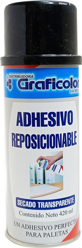 Adhesivo En Spray Reposicionable 420 Ml. 14.2 Oz. 1 Frasco Transparente