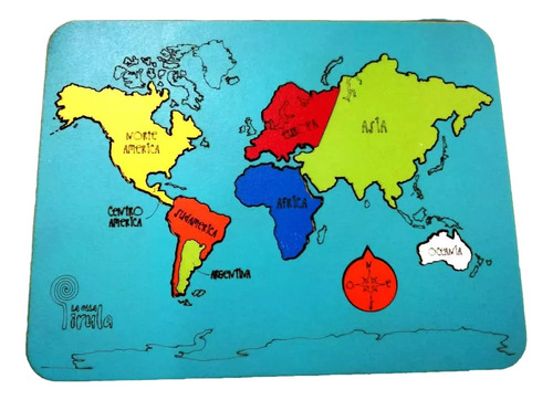 Rompecabezas Encastre Mapa Continentes O Argentina En Madera