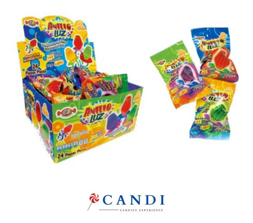 Anillo Caramelo Macizo con Luz 24 Piezas con Sabores Frutales Las Delicias