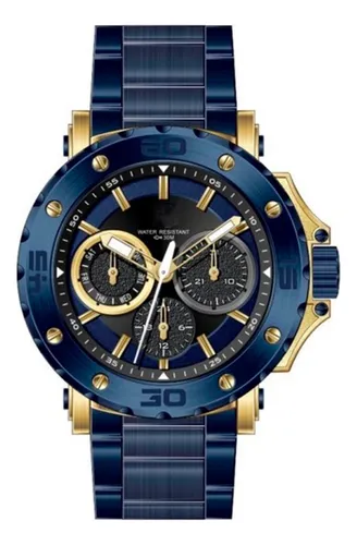 Reloj G-force Original H3909l Cronografo Azul + Estuche