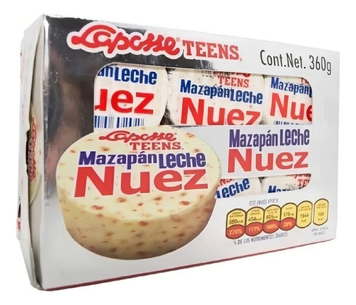 Laposse Mazapan Leche Nuez con 18 Piezas de 20g Cada Uno