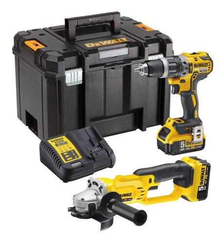 Combo Dewalt Esmeril + Taladro Xr + 2 Baterias De 5 Ah +caja