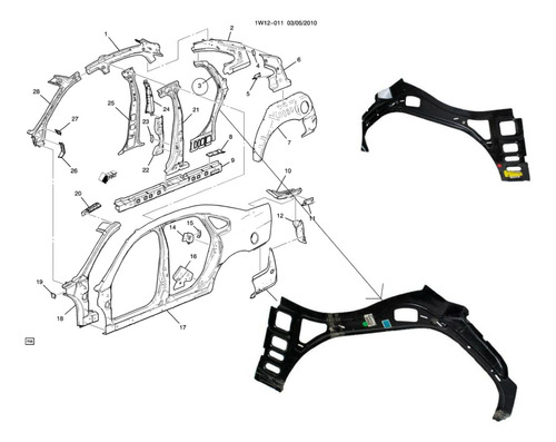 Panel Interno Guardafango Trasero Izquierdo Impala Ss