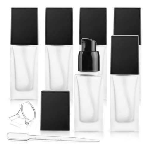 6 Botellas De Vidrio Esmerilado De 30 Ml, Frascos Cuadrados