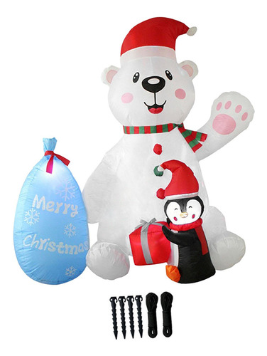 Oso De Pingüino Inflable Navideño De Con Luz, Decoración