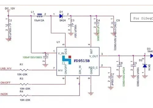 مخطط توضيحي وتوزيع أطراف للآي سي FD9515B