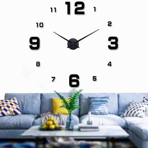 Imagen 3 de 9 de Reloj De Pared Con Diseño 3d Moderno Grande Negro Numero47''