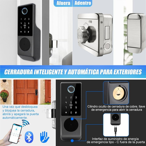 Cerradura Inteligente, 5 En 1 Cerradura Inteligente Exterior