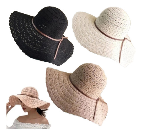 3 X Sombrero De Ala Ancha Para Mujer Casual Playa Primavera