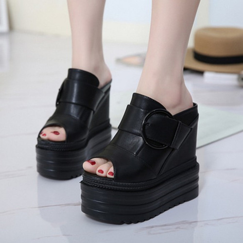 Sandalias Con Plataforma Y Tacón De Cuña Para Mujer De 14 Cm