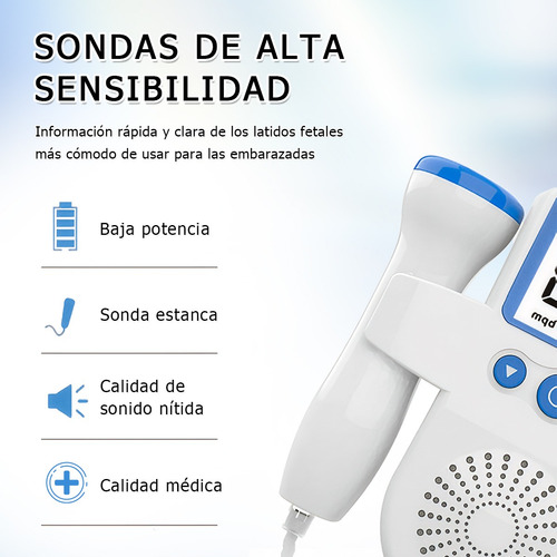 Doppler Fetal Portátil Con Pantalla Lcd Detector De Latidos