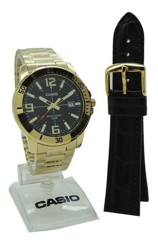 Relógio Casio Mtp-vd01g-1bvudf + Pulseira Couro - Nota Fisc